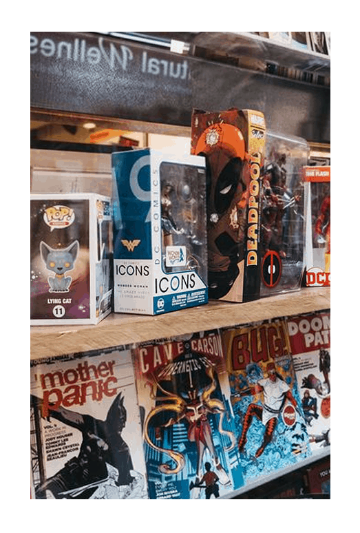 Toys and magazines in a store