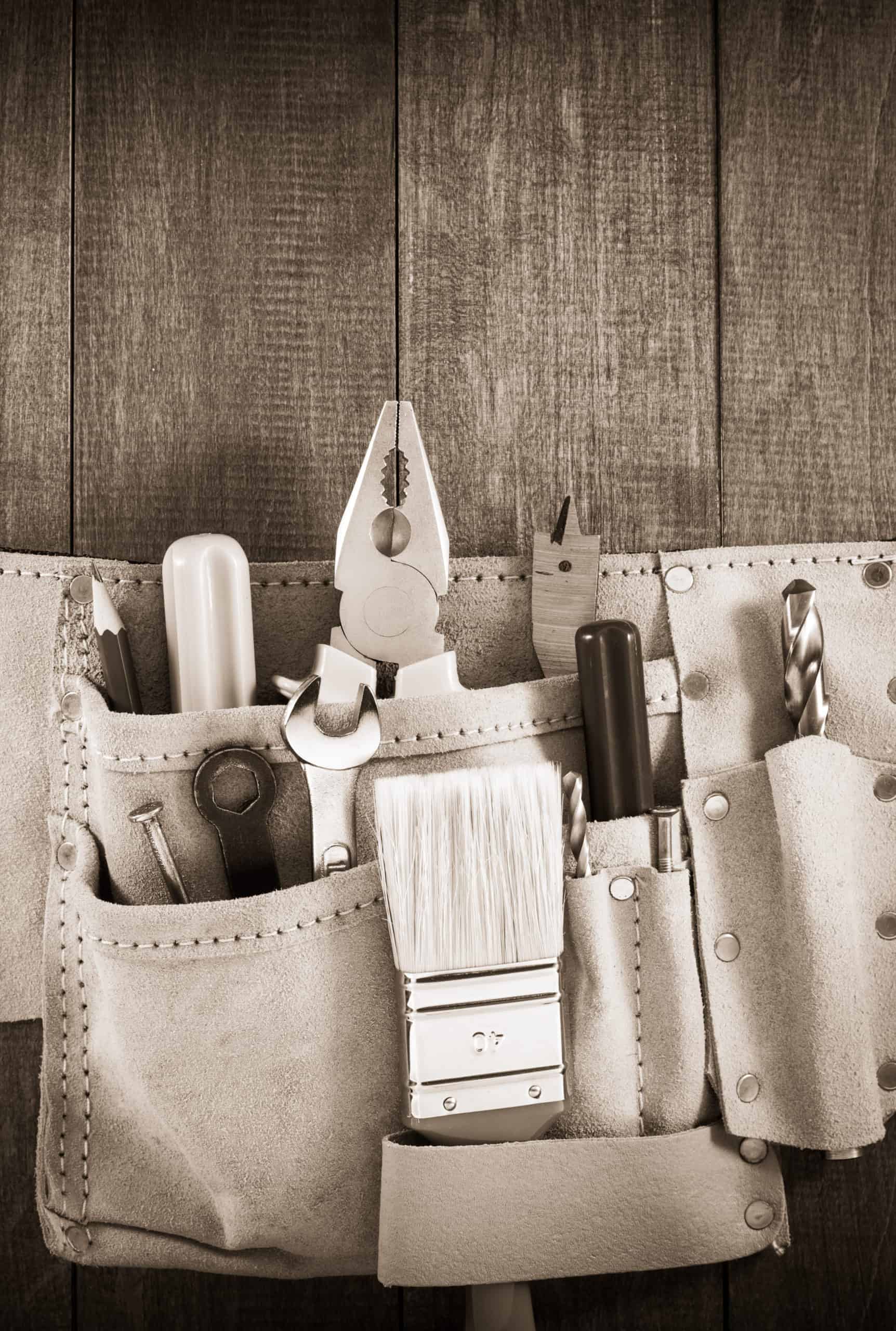 Different tools on a wall organizer